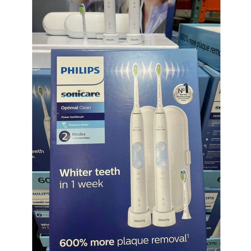 Set đôi Bàn chải đánh răng điện Philips Sonicare 5000 Optimal Clean (mẫu mới 2020) hàng Mỹ