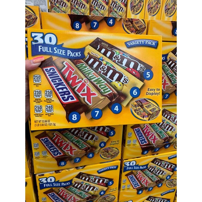 Hộp socola 30 gói mix 5 loại M&M Chocolate Variety Pack 1521.3g của Mỹ