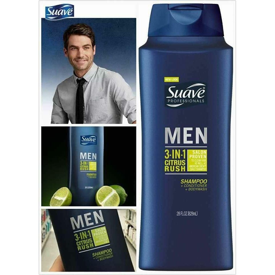 Dầu Gội Nam Suave Professionals Men 3 In 1 Của Mỹ 828ml