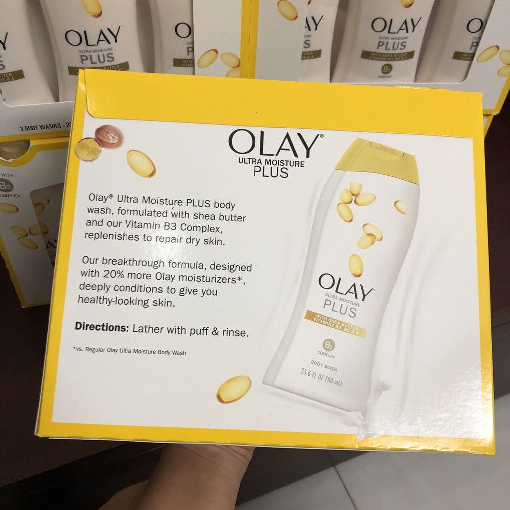 Bộ sữa tắm dưỡng thể Olay Ultra Moisture Plus Body set 3 chai x 700ml