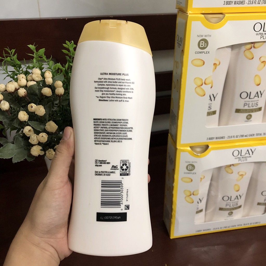 Bộ sữa tắm dưỡng thể Olay Ultra Moisture Plus Body set 3 chai x 700ml