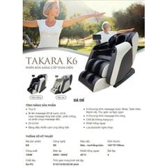 Ghế Massage Toàn Thân Takara K6 Phiên Bản Nâng Cấp Toàn Diện (Nâu – be/trắng/xám)