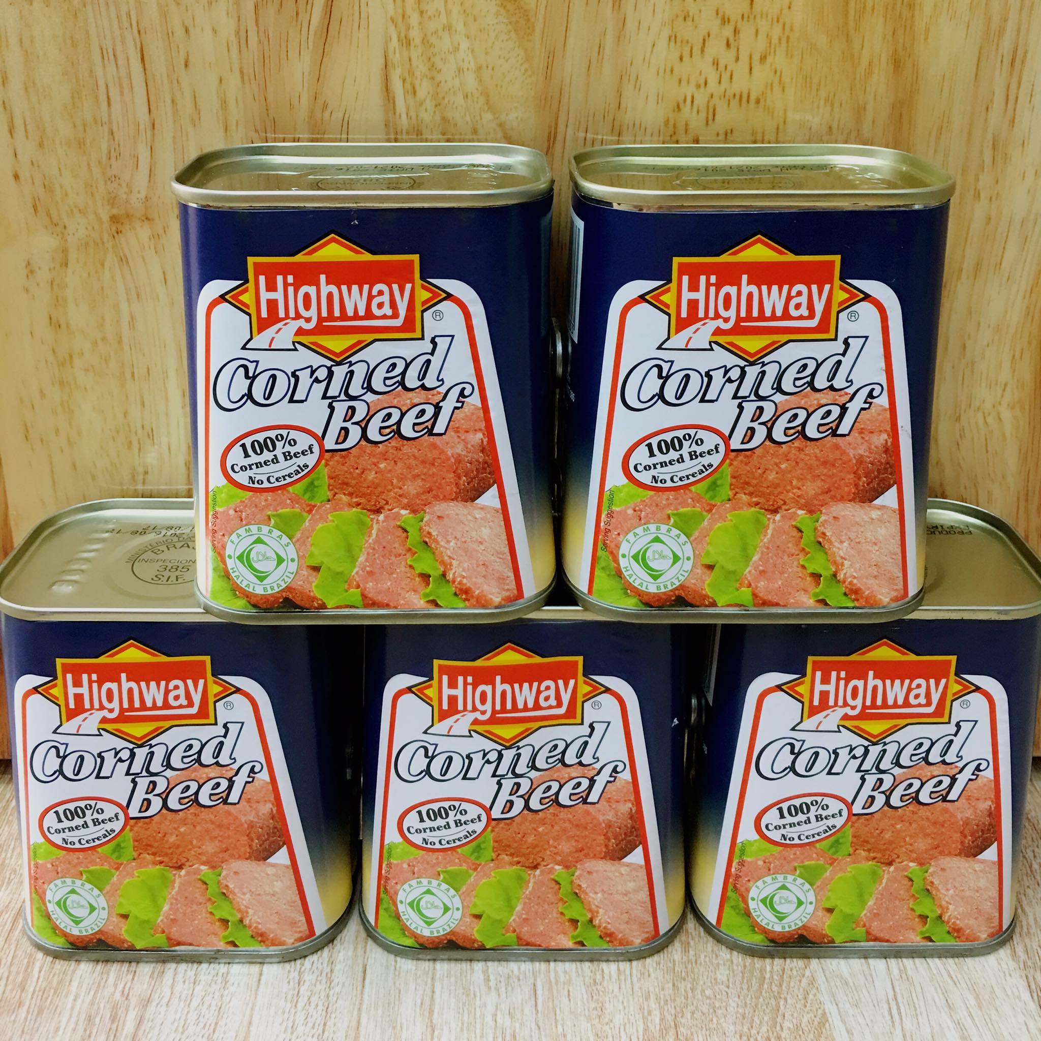 Thịt bò đóng hộp Corned Beef Highway 340g của Brazin – TIẾN THÀNH BEAUTY