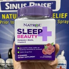 Kẹo dẻo giúp ngủ ngon đẹp da dài tóc Natrol Sleep + Beauty 60 viên của Mỹ (Vị Raspberry)