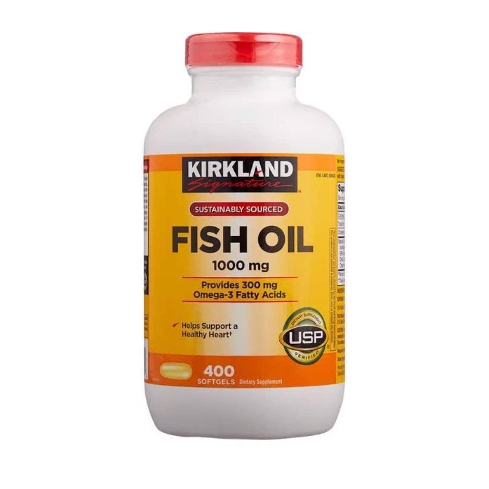 Dầu cá Omega 3 Fish Oil 1000mg Kirkland của Mỹ hộp 400 viên - Ổn định huyết áp, hỗ trợ tim mạch