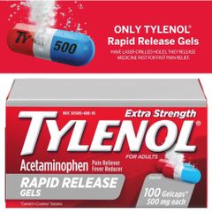 Giảm đau hạ sốt Tylenol Rapid Release Gels 500mg hộp 100 viên của Mỹ