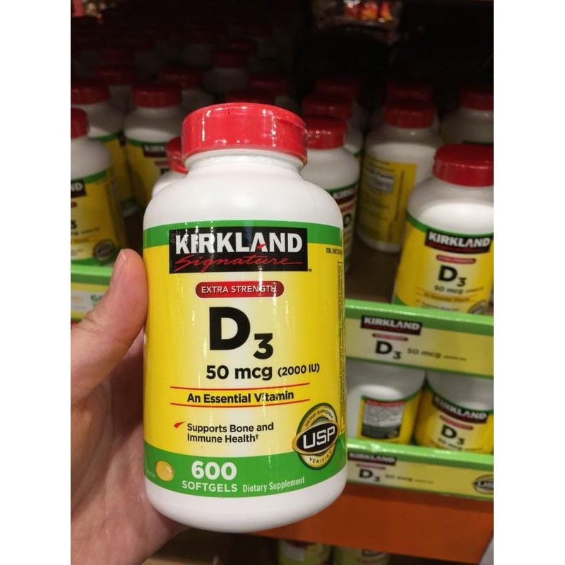 Viên uống bổ sung Vitamin D3 Kirkland Signature 2000IU hộp 600 viên của Mỹ