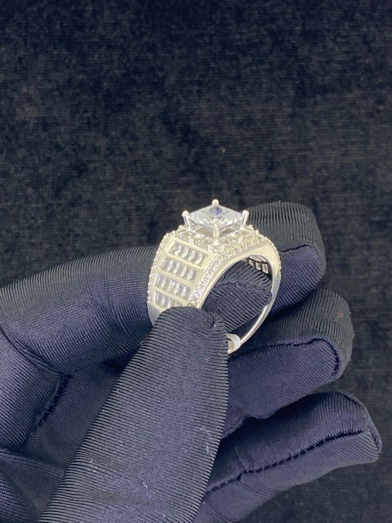 Nhẫn bạc nam 7 li vuông số 5