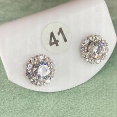 Bông tai bạc số 41, đá CZ Moissanite 6mm, bạc ý xi kim