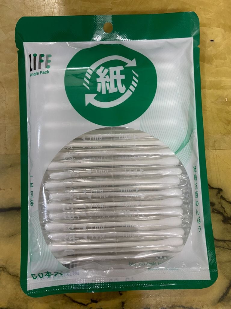 Tăm bông LIFE 9005 thân giấy đóng gói từng chiếc . Bao 50 cây