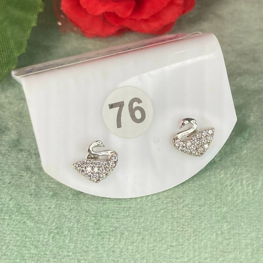 Bông tai bạc số 76, đá CZ, bạc ý xi kim