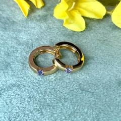 (Đã bán) bông tai vàng 18K 750, Tazanite 0,25ct, gold 4,1g Bernhard H Mayer 1871
