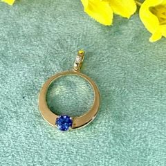 (Đã bán) Mặt dây chuyền vàng 18K 750, Tazanite 0,49ct & diamond 0,01ct, gold 4,1g Bernhard H Mayer 1871,