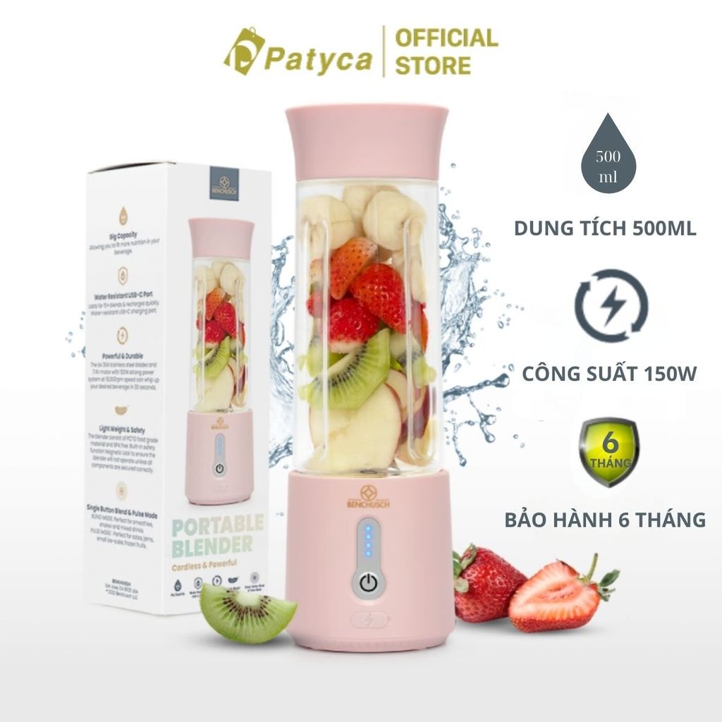 Máy Xay Sinh Tố Cầm Tay Benchusch PB801 - 500ml - 150W - Pin Sạc 4000mAh - Hàng Chính Hãng