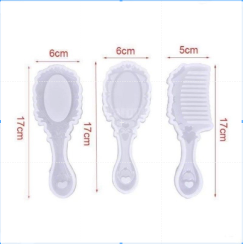Khuôn Silicone đổ resin hình lược chải tóc và gương