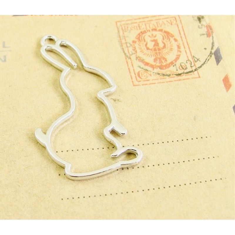 Khuôn kim loại làm móc khóa resin hình chú thỏ màu bạc