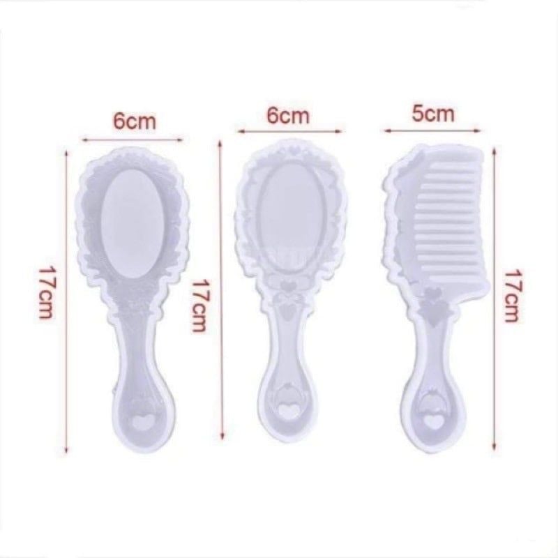 Khuôn Silicone đổ resin hình lược chải tóc và gương