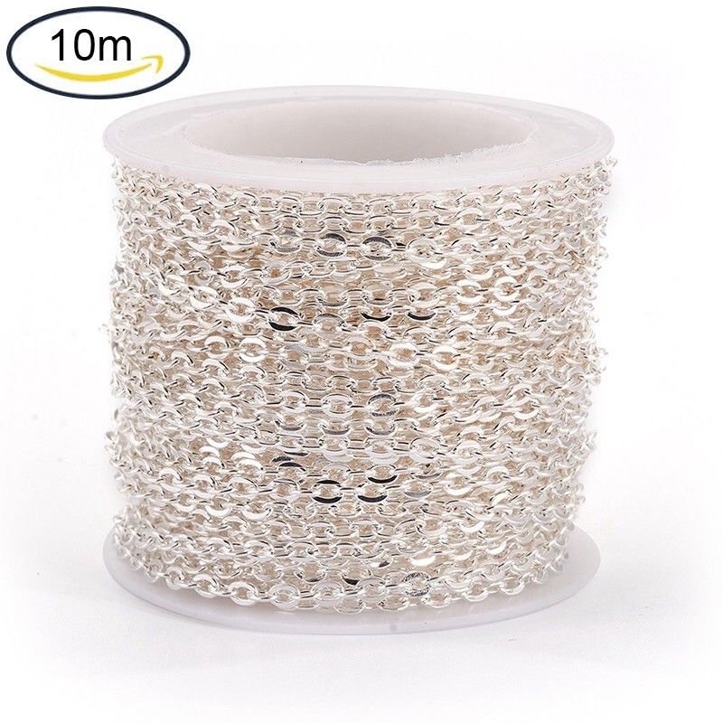 Cuộn 10m dây hợp kim mạ màu bạc trắng 925 làm trang sức handmade