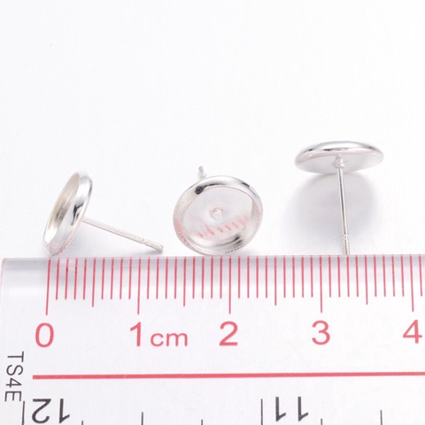  Bộ 5 đôi bông tai màu bạc trắng 925 khay tròn đổ resin 