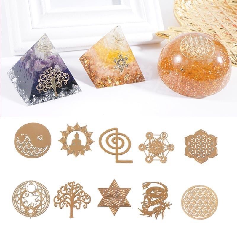 Bộ 10 tấm Sticker trang trí resin orgonite kích thước 4cm