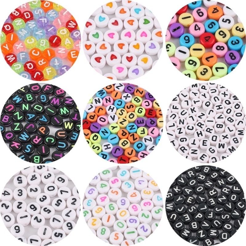 Set 50 hạt nhựa hình chữ cái kết vòng tay hoặc bảng tên