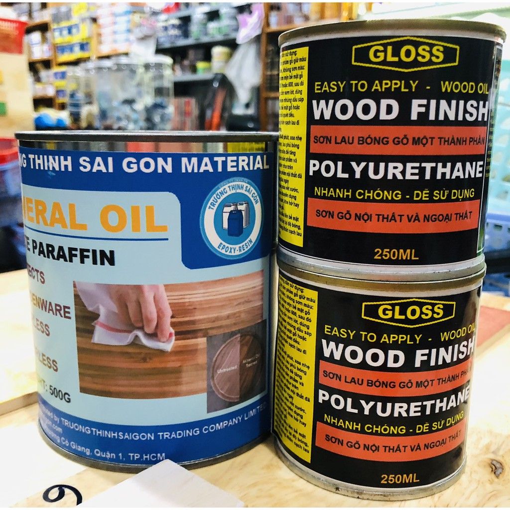 Bộ sản phẩm sơn lau bóng gỗ gốc dầu 3 bước hoàn thiện