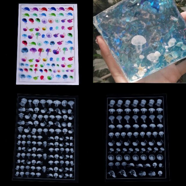 Phụ kiện sticker hình con sứa trang trí resin