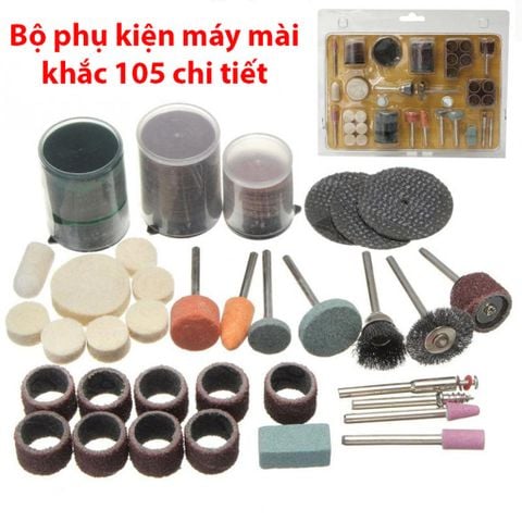  BỘ PHỤ KIỆN MÀI KHẮC 105 CHI TIẾT CHO MÁY MÀI CẦM TAY 