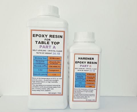  Acrylic Epoxy Resin đổ tráng bề mặt bàn chịu lực E68AB-F (bộ 1Kg) 