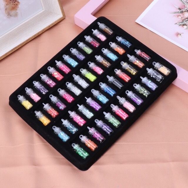 Bộ 48 lọ kim tuyến đủ màu trang trí resin