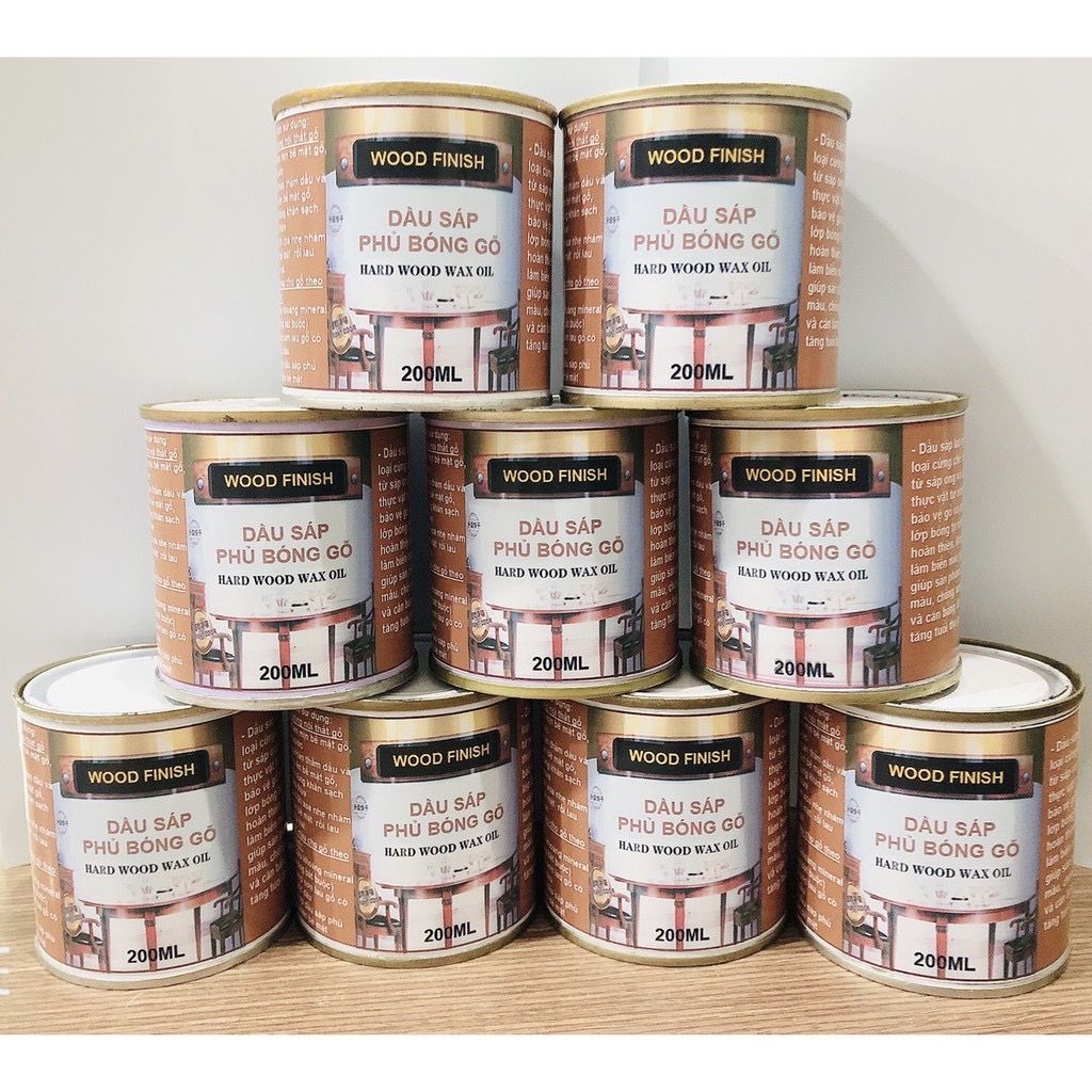 Dầu sáp cứng lau phủ bóng hoàn thiện bề mặt nội thất gỗ và resin 200ML