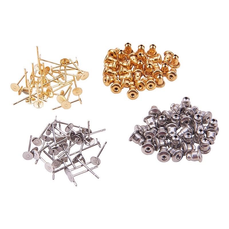 1 đôi bông tai bằng titan không gỉ màu vàng kim cho trang sức resin