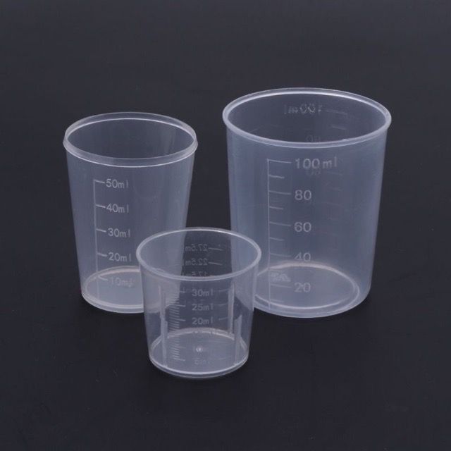 Bộ 3 cốc nhựa đo lường thể tích 100ml, 50ml, 30ml
