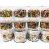 Hũ 50g Kim tuyến hình chữ cái và số thứ tự lọai cứng trang trí resin