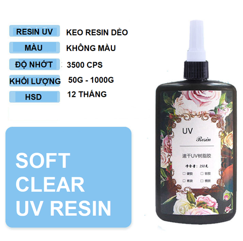  Keo RESIN UV trong suốt loại dẻo 1kg 