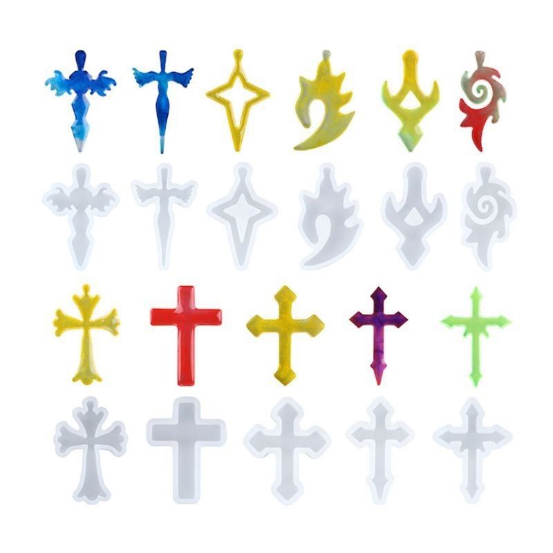 Bộ 5 khuôn Silicone thánh giá đổ mặt dây resin