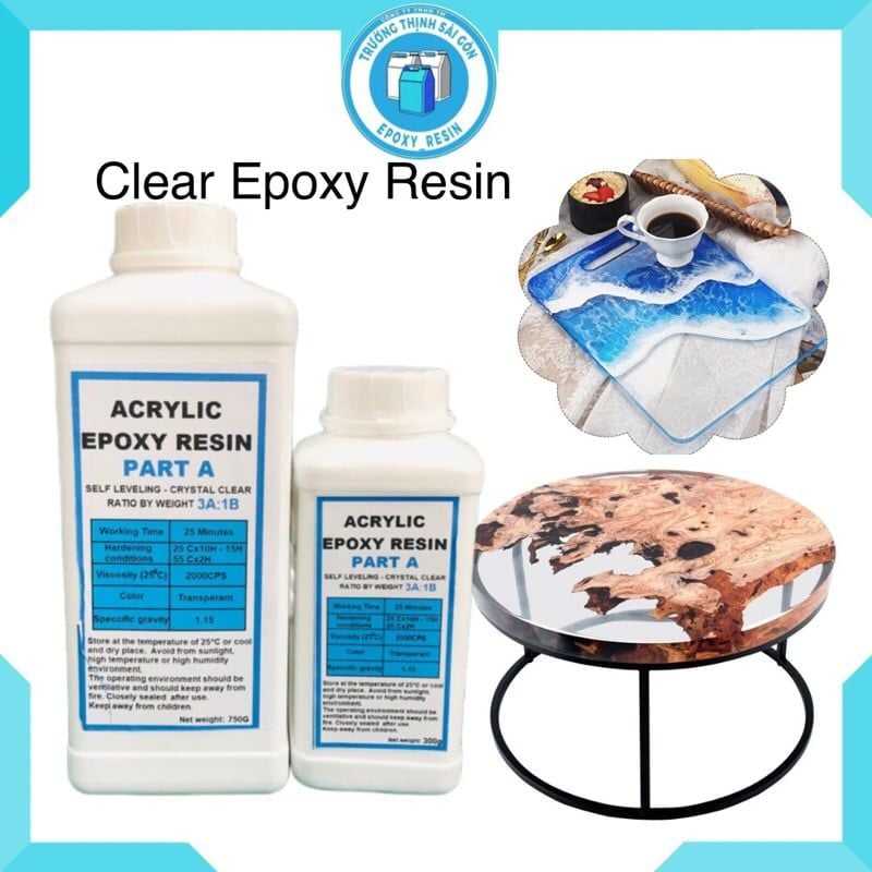 Acryic Epoxy Resin Trong suốt E68AB Loại 3 (1kg) (Đổ mỏng 1-2cm)
