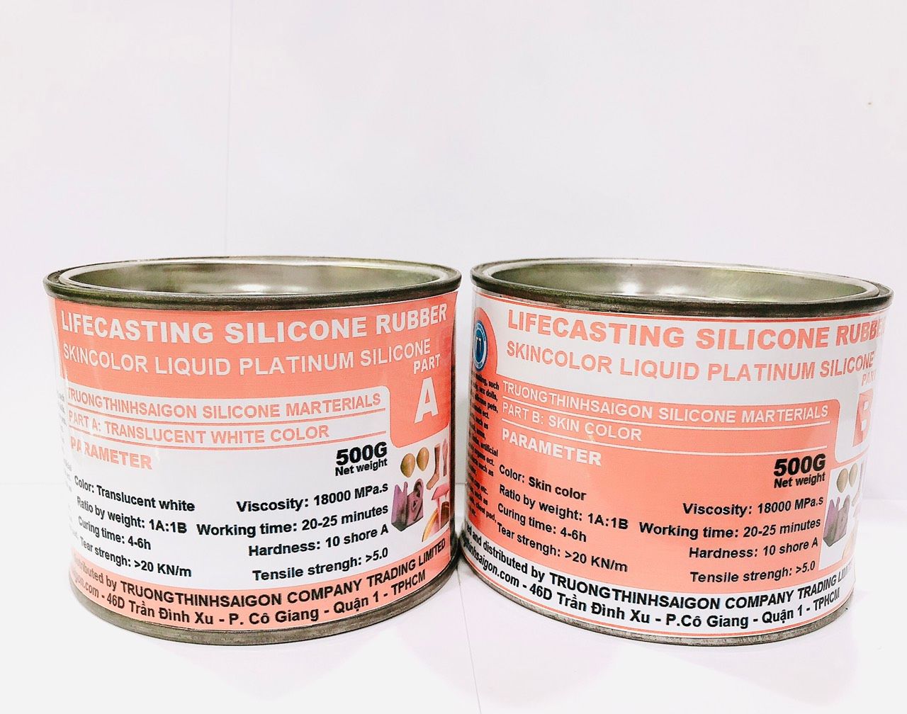 Silicone bạch kim đúc giả màu da 1Kg