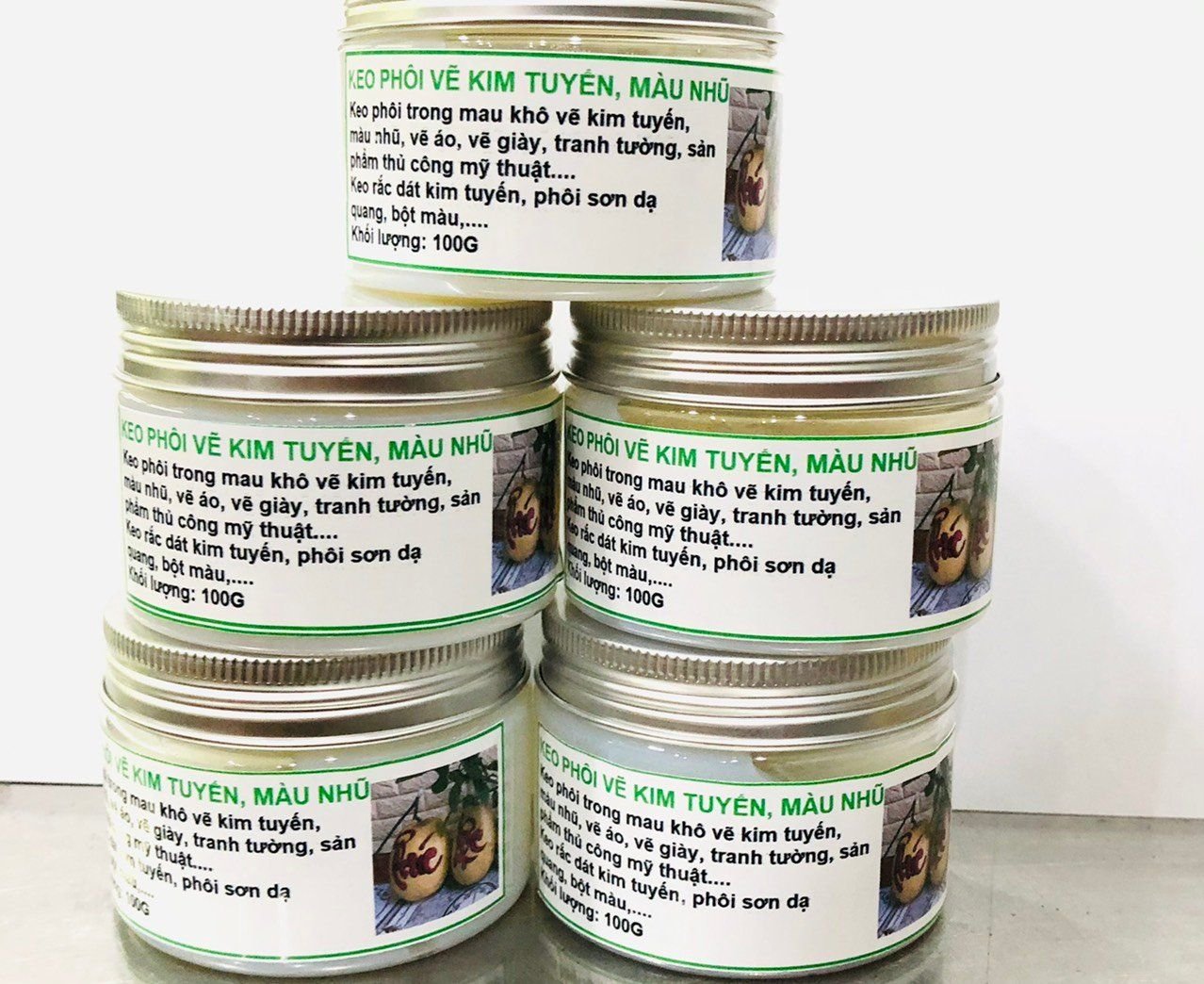 Keo rắc dát kim tuyến hạt, pha màu nhũ kim 100G
