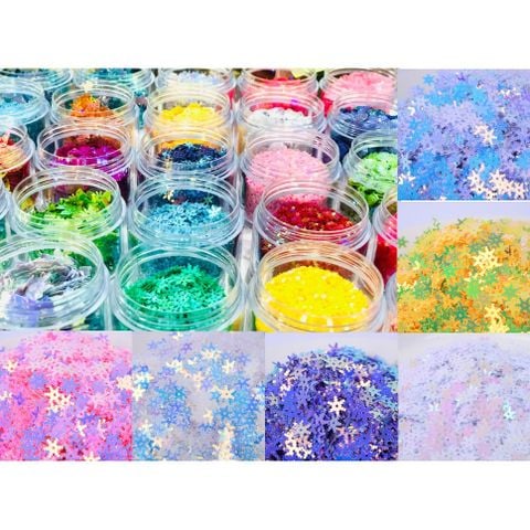  Hũ 30G sequins Kim Tuyến hình hoa tuyết cánh tròn trang trí 