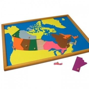 Bản đồ ghép hình Canada cao cấp đóng khung gỗ sồi – Premium Canada puzzle map with beechwood frame
