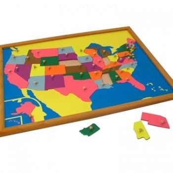 Bản đồ ghép hình nước Mỹ cao cấp đóng khung gỗ sồi – Premium America puzzle map with beechwood frame