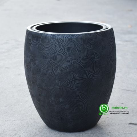 CHẬU COMPOSITE GIẢ ĐÁ ESTERAS - OAKURA ( MÀU SMOKE BLACK ) + TỰ DƯỠNG THÔNG MINH