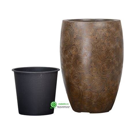 CHẬU COMPOSITE GIẢ ĐÁ ESTERAS - AKANUI ( MÀU RUSTY BROWN ) + TỰ DƯỠNG THÔNG MINH