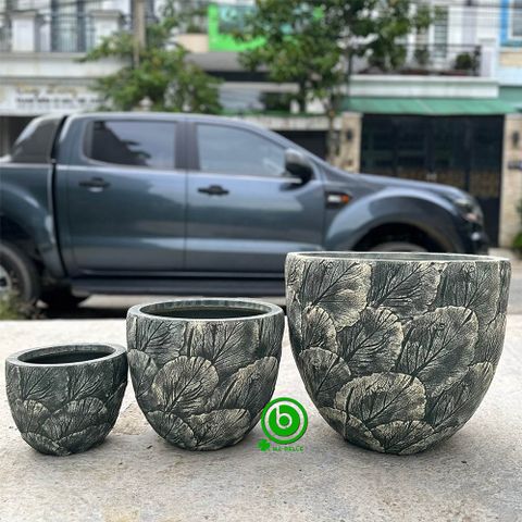 (SET 3) BỘ 3 CHẬU COMPOSITE MA BELLE 9002 - XÁM RÊU