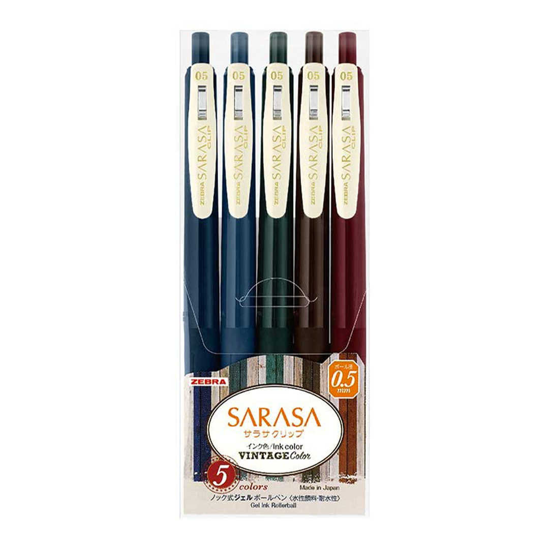 Bộ 5 bút Zebra Sasara Vintage 01 Dot Grid Stationery
