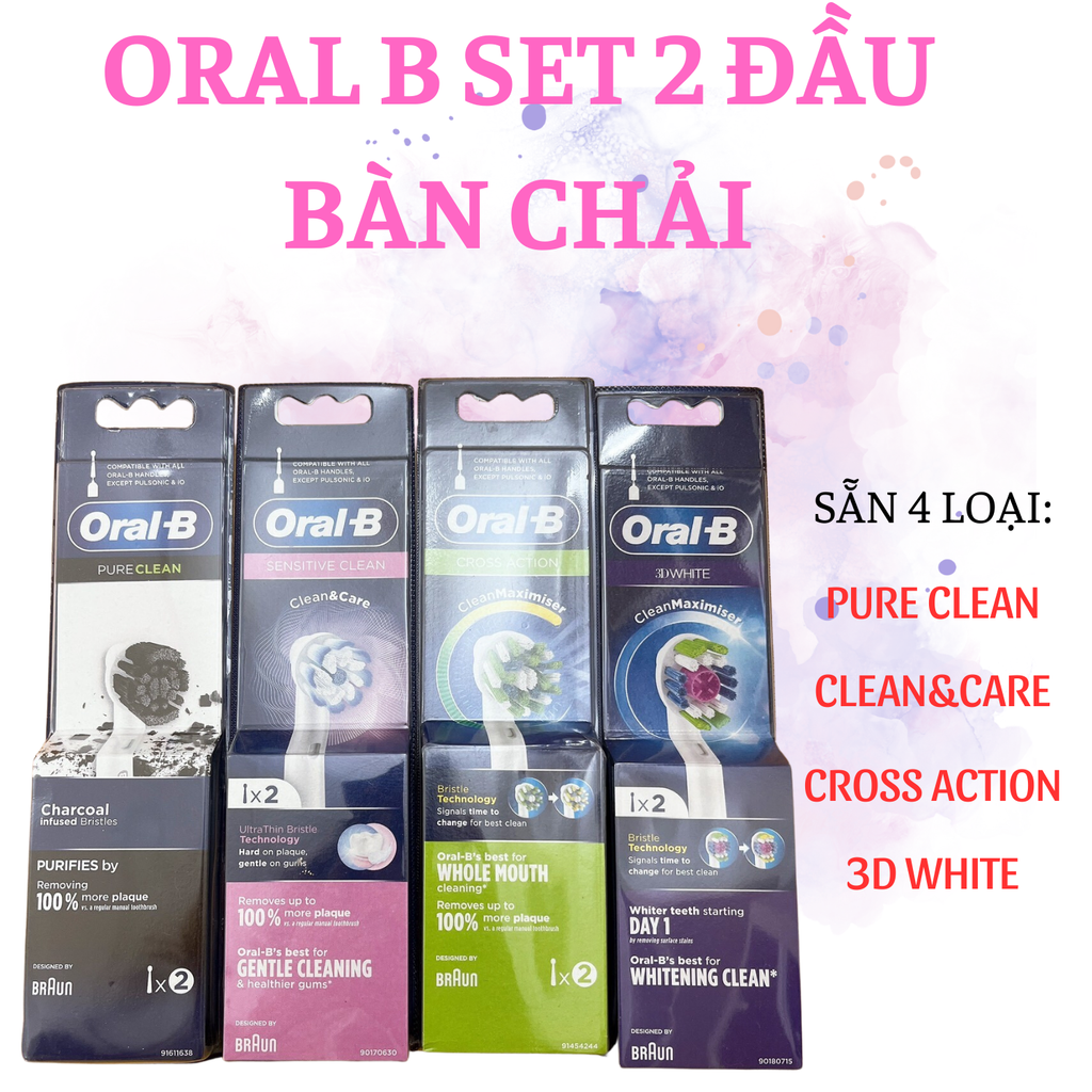 ORAL B SET 2 ĐẦU BÀN CHẢI