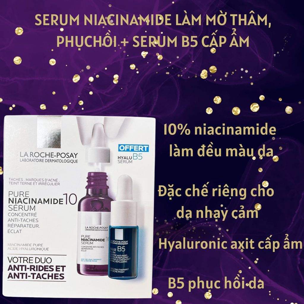 LA ROCHE POSAY SET SERUM PURE NIACINAMIDE 10+ TẶNG KÈM SERUM CẤP ẨM HYALU B5