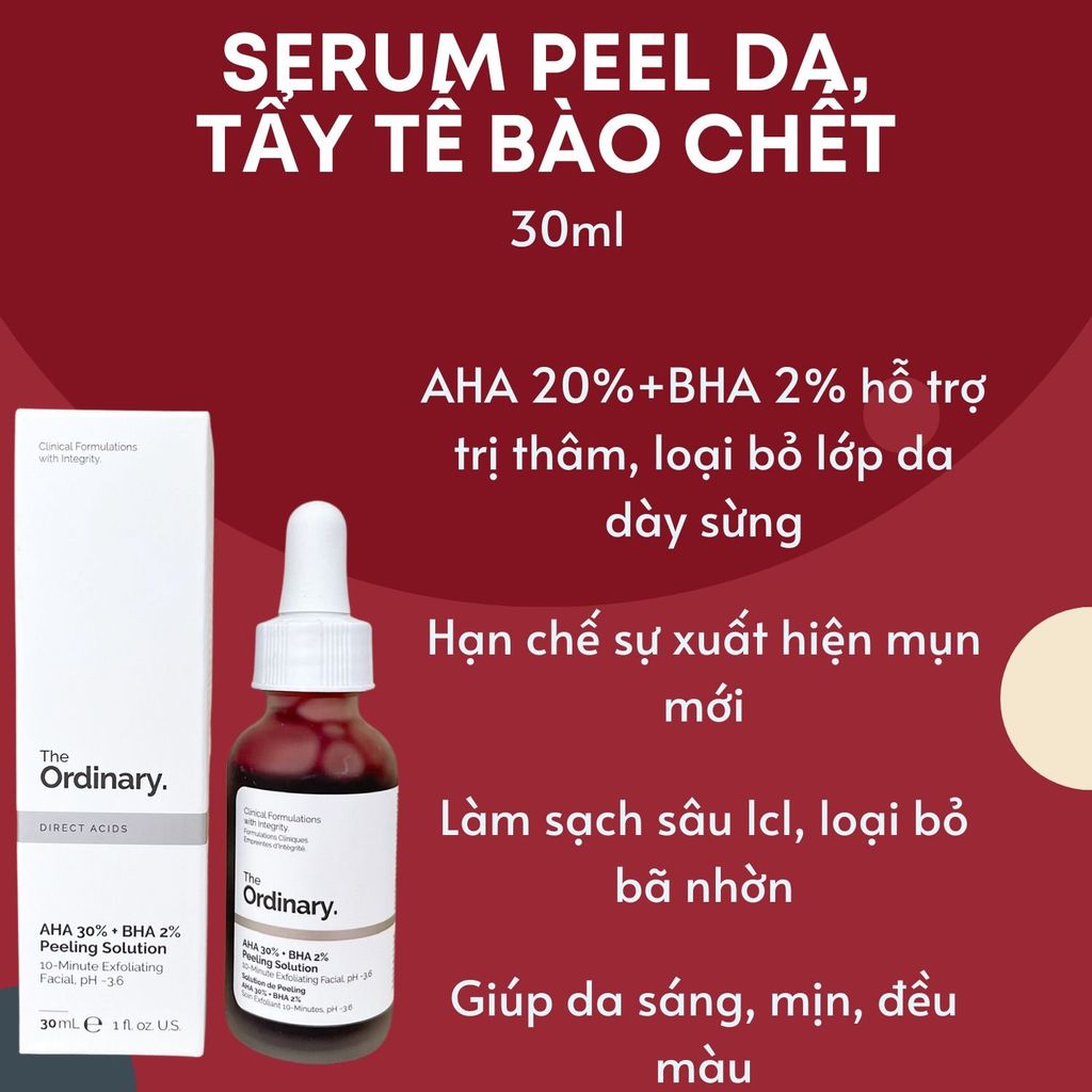 THE ORDINARY SERUM TẨY TẾ BÀO CHẾT, GIẢM MỤN AHA 30%+BHA 2% PEELING SOLUTION