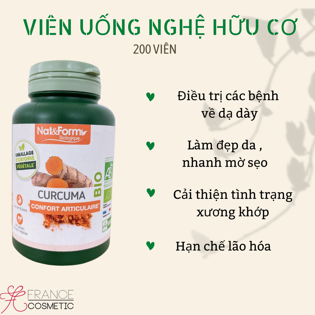 NAT & FORM VIÊN NGHỆ CURCUMA BIO 200 VIÊN